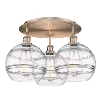 Rochester - 3 Light - 22 inch - Antique Copper - Semi-Flush Mount (3442|516-3C-AC-G556-10CL)