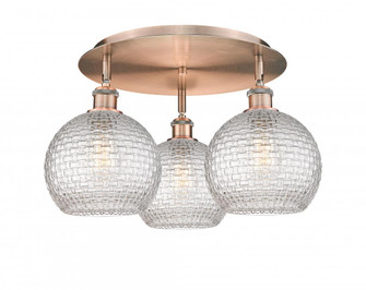 Athens - 3 Light - 20 inch - Antique Copper - Semi-Flush Mount (3442|516-3C-AC-G122C-8CL)