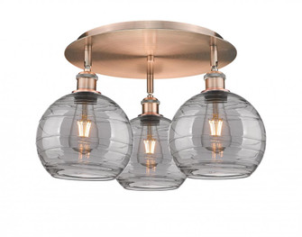 Athens Deco Swirl - 3 Light - 20 inch - Antique Copper - Semi-Flush Mount (3442|516-3C-AC-G1213-8SM)