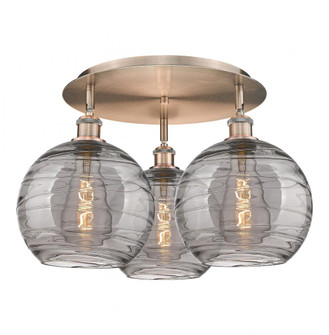 Athens Deco Swirl - 3 Light - 22 inch - Antique Copper - Semi-Flush Mount (3442|516-3C-AC-G1213-10SM)