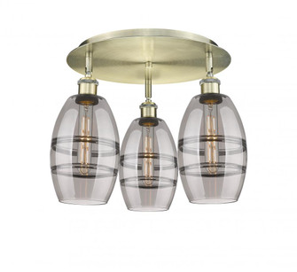 Vaz - 3 Light - 18 inch - Antique Brass - Semi-Flush Mount (3442|516-3C-AB-G557-6SM)