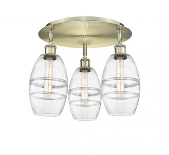 Vaz - 3 Light - 18 inch - Antique Brass - Semi-Flush Mount (3442|516-3C-AB-G557-6CL)