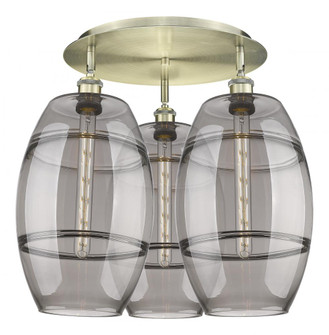 Vaz - 3 Light - 22 inch - Antique Brass - Semi-Flush Mount (3442|516-3C-AB-G557-10SM)