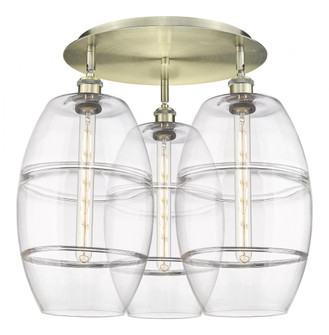 Vaz - 3 Light - 22 inch - Antique Brass - Semi-Flush Mount (3442|516-3C-AB-G557-10CL)
