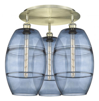 Vaz - 3 Light - 22 inch - Antique Brass - Semi-Flush Mount (3442|516-3C-AB-G557-10BL)