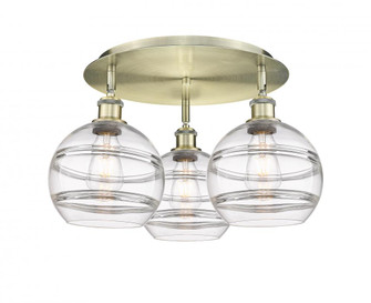Rochester - 3 Light - 20 inch - Antique Brass - Semi-Flush Mount (3442|516-3C-AB-G556-8CL)