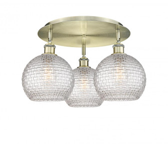 Athens - 3 Light - 20 inch - Antique Brass - Semi-Flush Mount (3442|516-3C-AB-G122C-8CL)