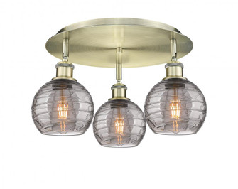 Athens Deco Swirl - 3 Light - 18 inch - Antique Brass - Semi-Flush Mount (3442|516-3C-AB-G1213-6SM)