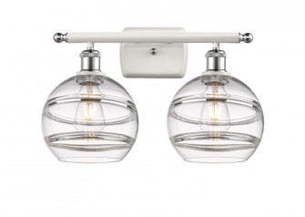 Rochester - 2 Light - 18 inch - White Polished Chrome - Bath Vanity Light (3442|516-2W-WPC-G556-8CL)