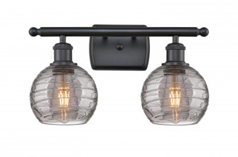 Athens Deco Swirl - 2 Light - 16 inch - Matte Black - Bath Vanity Light (3442|516-2W-BK-G1213-6SM)