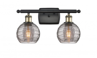 Athens Deco Swirl - 2 Light - 16 inch - Black Antique Brass - Bath Vanity Light (3442|516-2W-BAB-G1213-6SM)