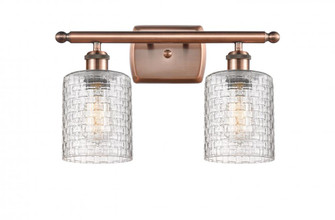 Cobbleskill - 2 Light - 15 inch - Antique Copper - Bath Vanity Light (3442|516-2W-AC-G112C-5CL)