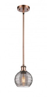 Athens Deco Swirl - 1 Light - 6 inch - Antique Copper - Mini Pendant (3442|516-1S-AC-G1213-6SM)