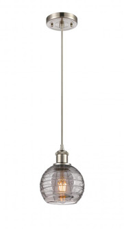 Athens Deco Swirl - 1 Light - 6 inch - Brushed Satin Nickel - Cord hung - Mini Pendant (3442|516-1P-SN-G1213-6SM)