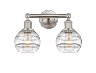 Rochester - 2 Light - 15 inch - Brushed Satin Nickel - Bath Vanity Light (3442|616-2W-SN-G556-6CL)