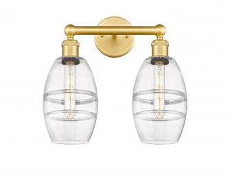 Vaz - 2 Light - 15 inch - Satin Gold - Bath Vanity Light (3442|616-2W-SG-G557-6CL)