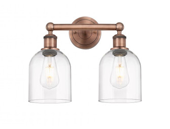 Bella - 2 Light - 15 inch - Antique Copper - Bath Vanity Light (3442|616-2W-AC-G558-6CL)