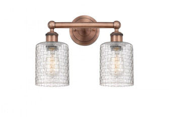 Cobbleskill - 2 Light - 14 inch - Antique Copper - Bath Vanity Light (3442|616-2W-AC-G112C-5CL)