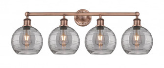 Athens Deco Swirl - 4 Light - 35 inch - Antique Copper - Bath Vanity Light (3442|616-4W-AC-G1213-8SM)