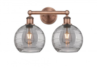 Athens Deco Swirl - 2 Light - 17 inch - Antique Copper - Bath Vanity Light (3442|616-2W-AC-G1213-8SM)