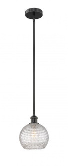 Athens - 1 Light - 8 inch - Matte Black - Stem hung - Mini Pendant (3442|616-1S-BK-G122C-8CL)