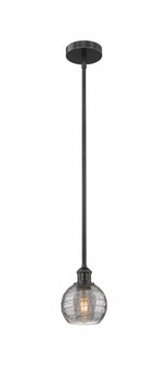 Athens Deco Swirl - 1 Light - 6 inch - Matte Black - Cord hung - Mini Pendant (3442|616-1S-BK-G1213-6SM)