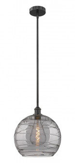 Athens Deco Swirl - 1 Light - 14 inch - Matte Black - Stem hung - Pendant (3442|616-1S-BK-G1213-14SM)