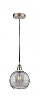 Athens Deco Swirl - 1 Light - 8 inch - Brushed Satin Nickel - Cord hung - Mini Pendant (3442|616-1P-SN-G1213-8SM)