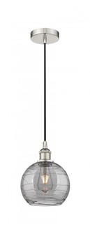 Athens Deco Swirl - 1 Light - 8 inch - Polished Nickel - Cord hung - Mini Pendant (3442|616-1P-PN-G1213-8SM)