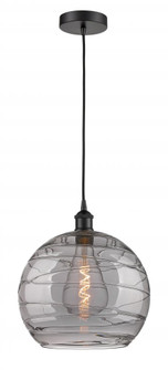 Athens Deco Swirl - 1 Light - 14 inch - Matte Black - Cord hung - Pendant (3442|616-1P-BK-G1213-14SM)