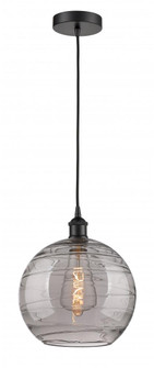 Athens Deco Swirl - 1 Light - 12 inch - Matte Black - Cord hung - Mini Pendant (3442|616-1P-BK-G1213-12SM)