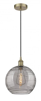 Athens Deco Swirl - 1 Light - 12 inch - Antique Brass - Cord hung - Mini Pendant (3442|616-1P-AB-G1213-12SM)