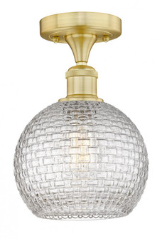 Athens - 1 Light - 8 inch - Satin Gold - Semi-Flush Mount (3442|616-1F-SG-G122C-8CL)