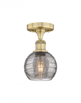 Athens Deco Swirl - 1 Light - 6 inch - Brushed Brass - Semi-Flush Mount (3442|616-1F-BB-G1213-6SM)