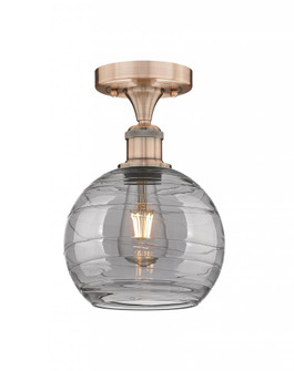 Athens Deco Swirl - 1 Light - 8 inch - Antique Copper - Semi-Flush Mount (3442|616-1F-AC-G1213-8SM)