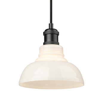 Yep by Golden Lighting Carver 1-light Pendant in Matte Black and Vintage Milk Glass (36|0305-S BLK-VMG)