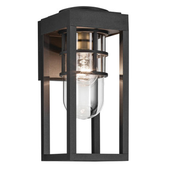Hone 13 inch 1 LT Outdoor Wall LT with Clear Glass in Textured Black with Natural Brass Accent (10687|59137BKT)