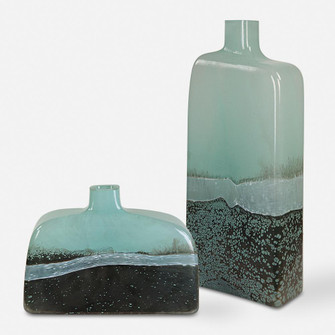 Uttermost Fuze Aqua & Bronze Vases Set Of 2 (85|18096)