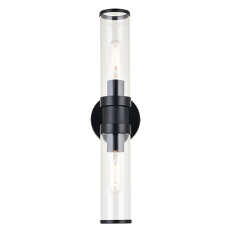 Levitt 2 Light Black Industrial Bathroom Vanity Wall Fixture with Clear Tube Glass (51|W0439)