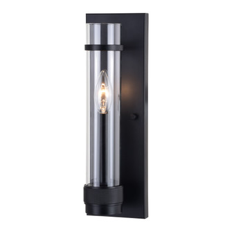 Bari 1 Light Matte Black Contemporary Wall Sconce with Clear Cylinder Glass (51|W0427)