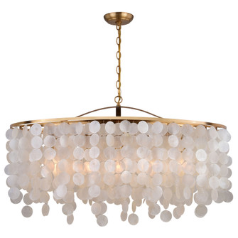 Elsa 5 Light Gold Brass Modern Coastal Glam Linear Chandelier Island Pendant Fixture with Capiz Shel (51|H0282)