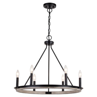 Russel 24.75-in. 6 Light Chandelier Matte Black and Weathered Gray (51|H0274)