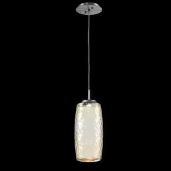Vessel Pendant (Large)-Satin Nickel-Amber Blown Glass-Cloth Braided Cord-LED 2700K (1289|LAB0091-01-SN-A-C01-L1)