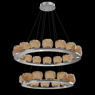 Vessel Two-Tier Platform Ring-Satin Nickel-Bronze Blown Glass-Stainless Cable-LED 2700K (1289|CHB0091-2B-SN-B-CA1-L1)