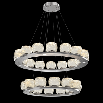 Vessel Two-Tier Platform Ring-Satin Nickel-Amber Blown Glass-Stainless Cable-LED 2700K (1289|CHB0091-2B-SN-A-CA1-L1)