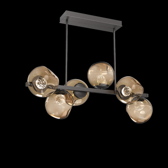 Luna 6pc Twisted Branch-Graphite-Floret Inner - Bronze Outer-Threaded Rod Suspension-LED 2700K (1289|PLB0086-T6-GP-FB-001-L1)