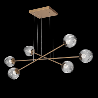 Luna Triple Moda-Novel Brass-Floret Inner - Smoke Outer-Stainless Cable-LED 3000K (1289|PLB0086-M3-NB-FS-CA1-L3)