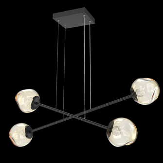 Luna Double Moda-Matte Black-Floret Inner - Amber Outer-Stainless Cable-LED 3000K (1289|PLB0086-M2-MB-FA-CA1-L3)