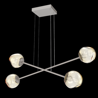 Luna Double Moda-Beige Silver-Floret Inner - Amber Outer-Stainless Cable-LED 3000K (1289|PLB0086-M2-BS-FA-CA1-L3)