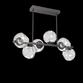 Luna 6pc Twisted Branch-Graphite-Floret Inner - Clear Outer-Threaded Rod Suspension-LED 3000K (1289|PLB0086-T6-GP-FC-001-L3)